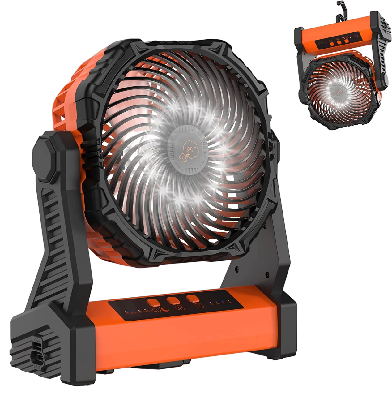 10000mAh Rechargeable Battery Jobsite Fan with Light & Hook