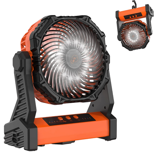 10000mAh Rechargeable Battery Jobsite Fan with Light & Hook