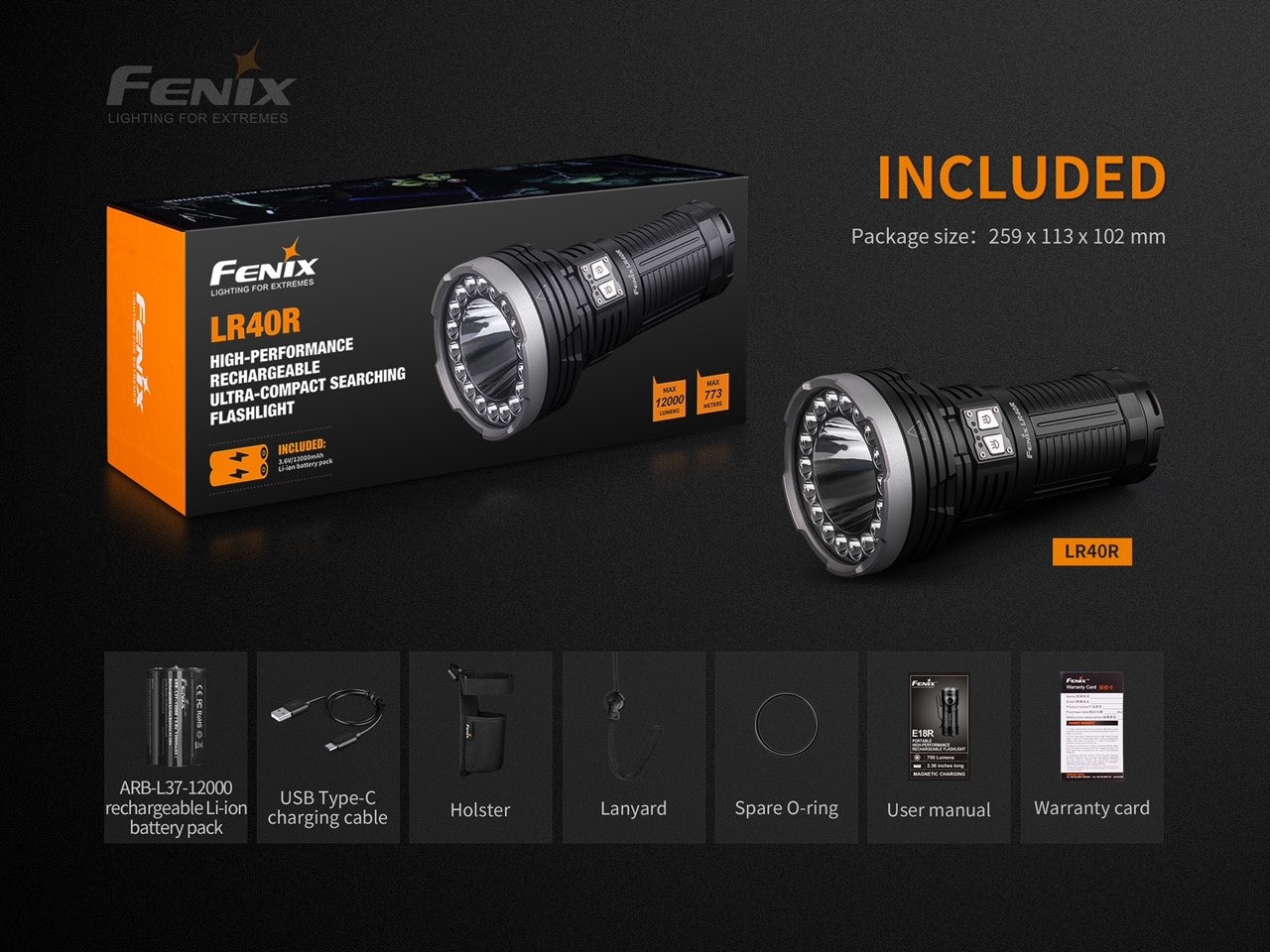 LR40R 12,000 Lumen Flashlight