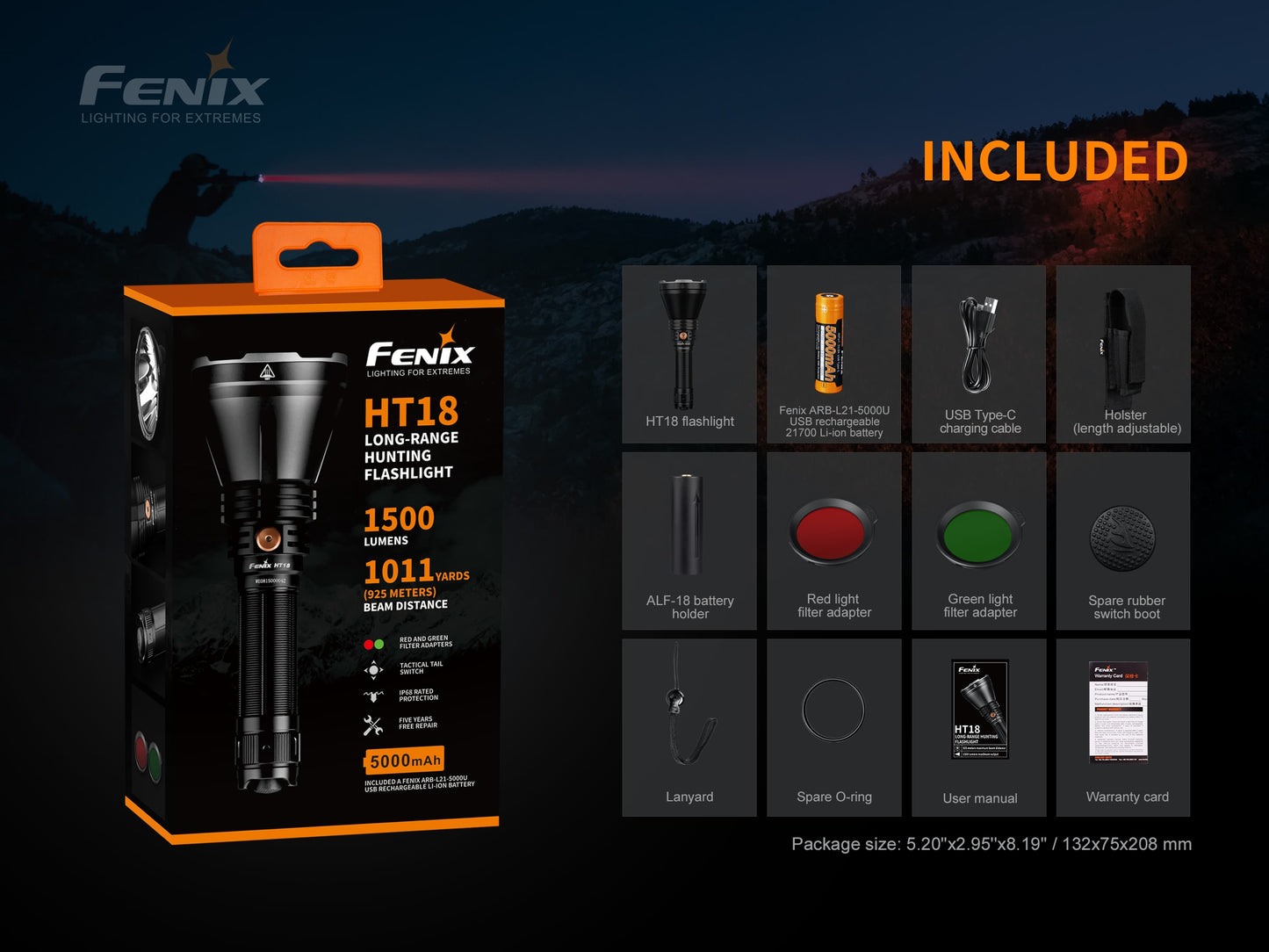 HT18 1500 Lumen Long-Distance Flashlight