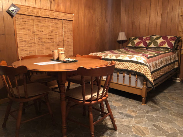 Full size bed and dining table