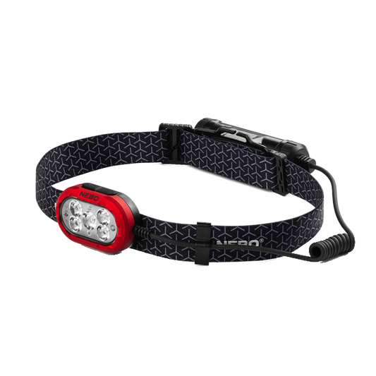 NEBO IllumaTrace blood tracker headlamp with red housing and adjustable strap