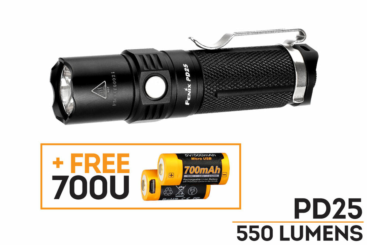 PD25 LED Flashlight + Battery